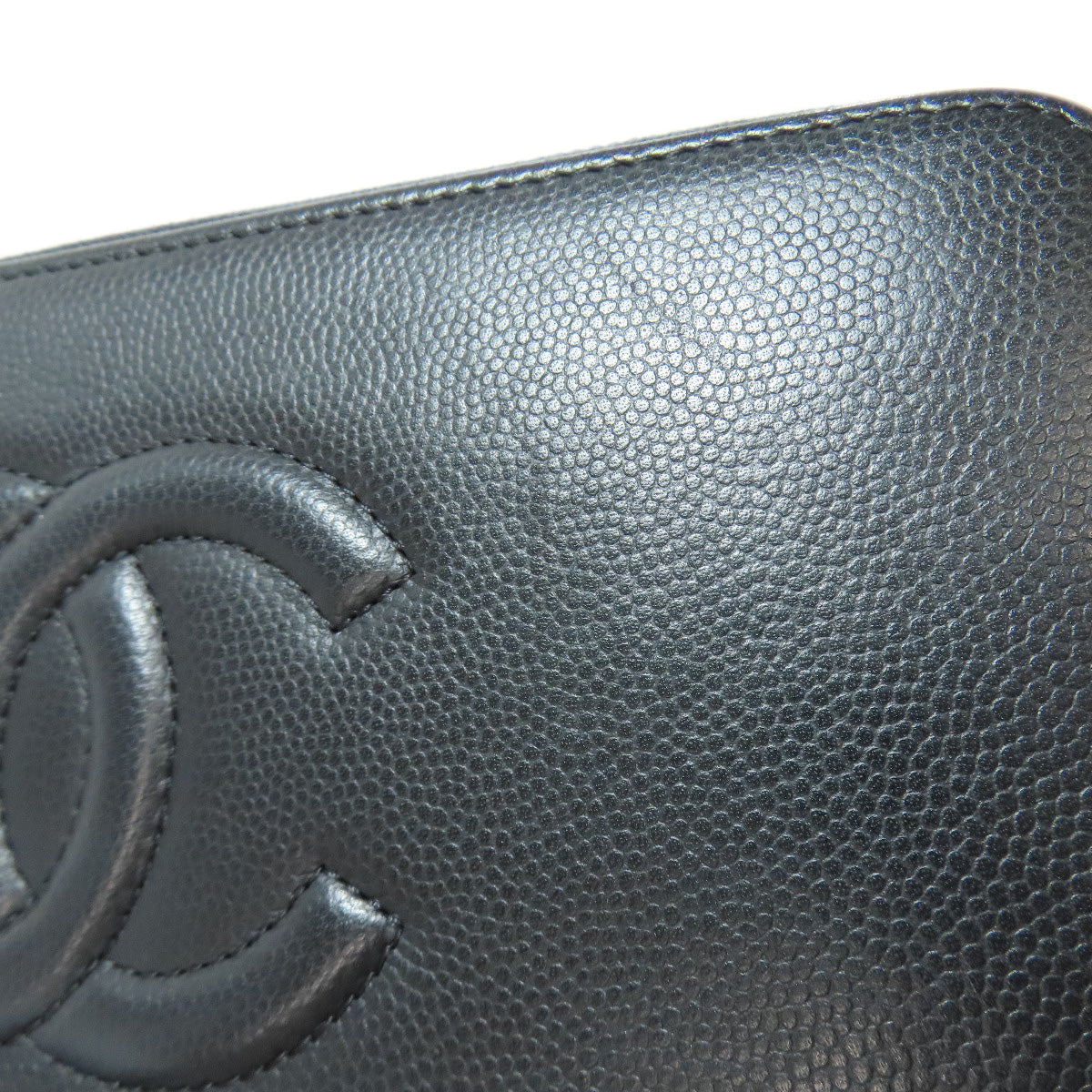 CHANEL Long Wallet Purse Calfskin black COCO Mark SilverMetal