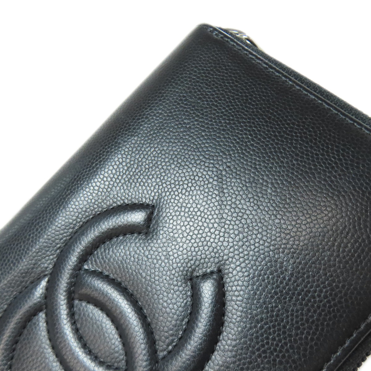 CHANEL Long Wallet Purse Calfskin black COCO Mark SilverMetal