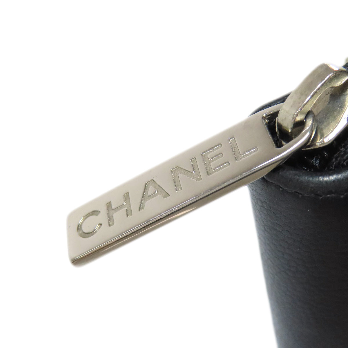 CHANEL Long Wallet Purse Calfskin black COCO Mark SilverMetal