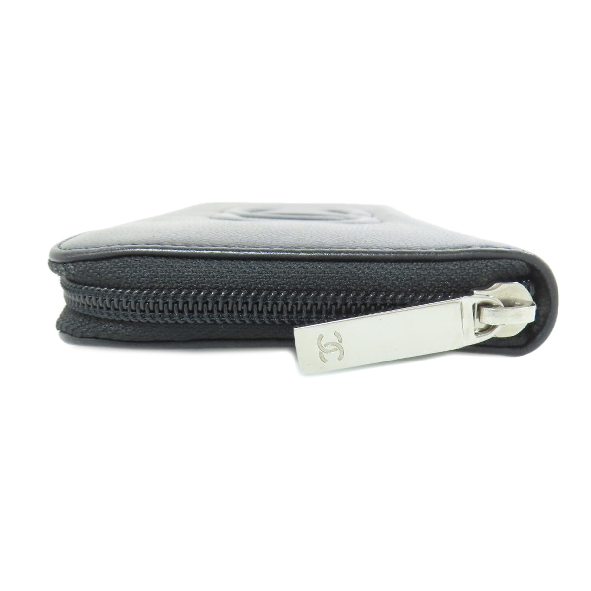 CHANEL Long Wallet Purse Calfskin black COCO Mark SilverMetal