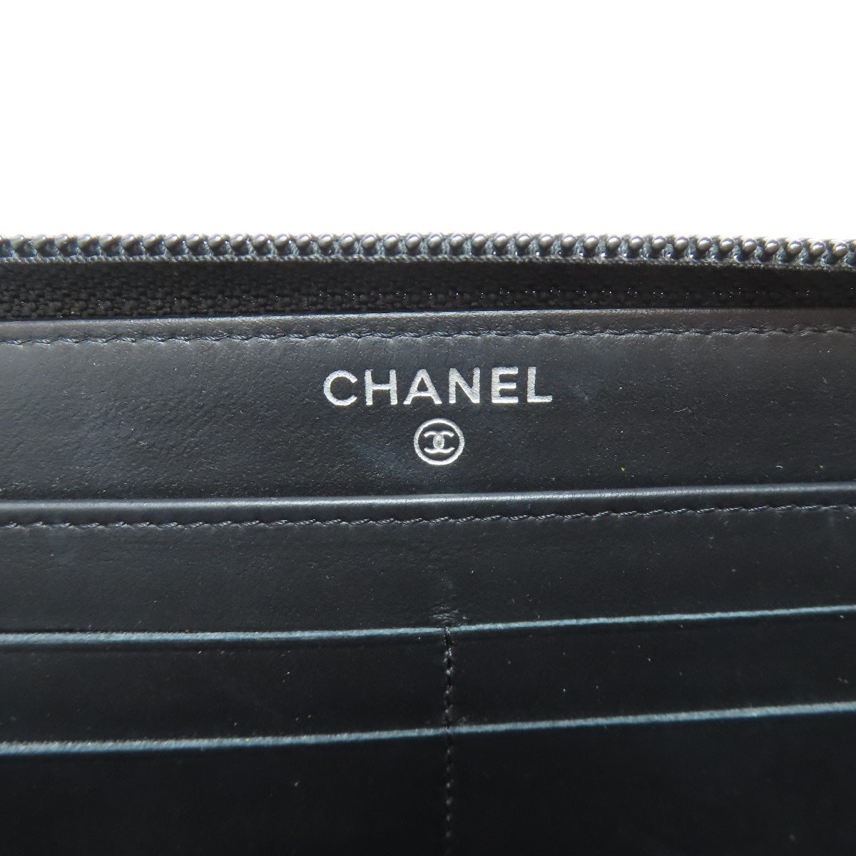 CHANEL Long Wallet Purse Calfskin black COCO Mark SilverMetal
