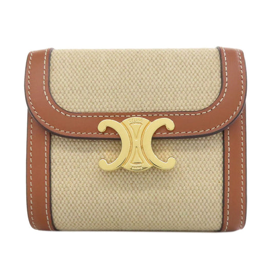 CELINE Bifold Wallet canvas Brown Triomphe