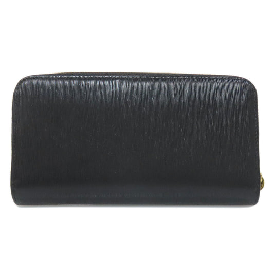 PRADA Long Wallet Purse leather black logoMetal Women Used Authentic