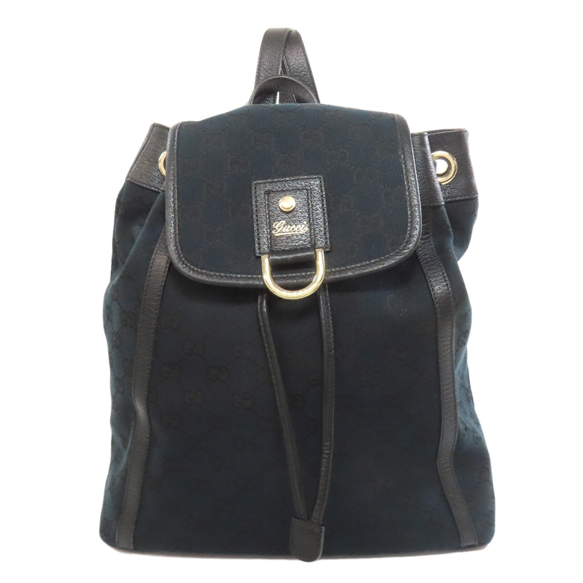 GUCCI Backpack 141642 canvas black GG Women Used Authentic