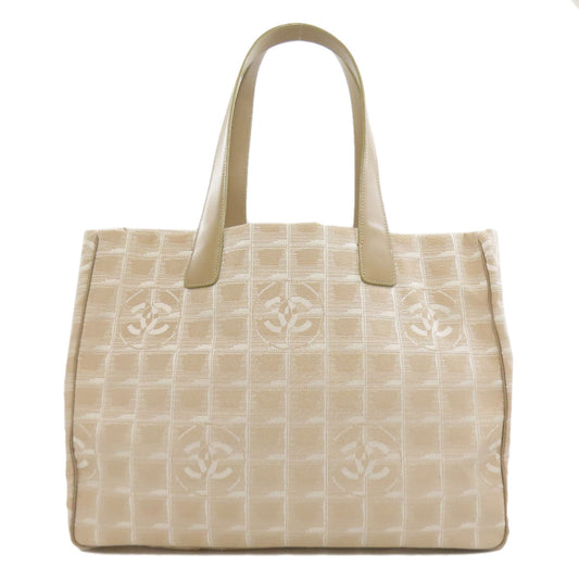 CHANEL Tote Bag Nylon jacquard beige New Travel Line MM