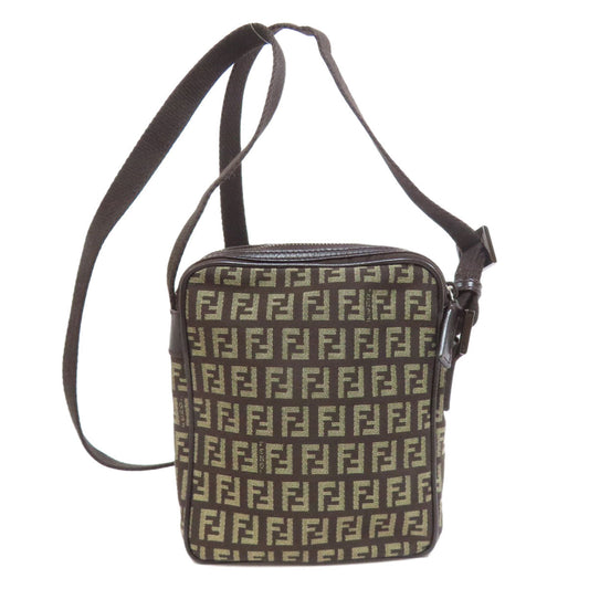 FENDI Shoulder Bag canvas Brown Zucca Pattern