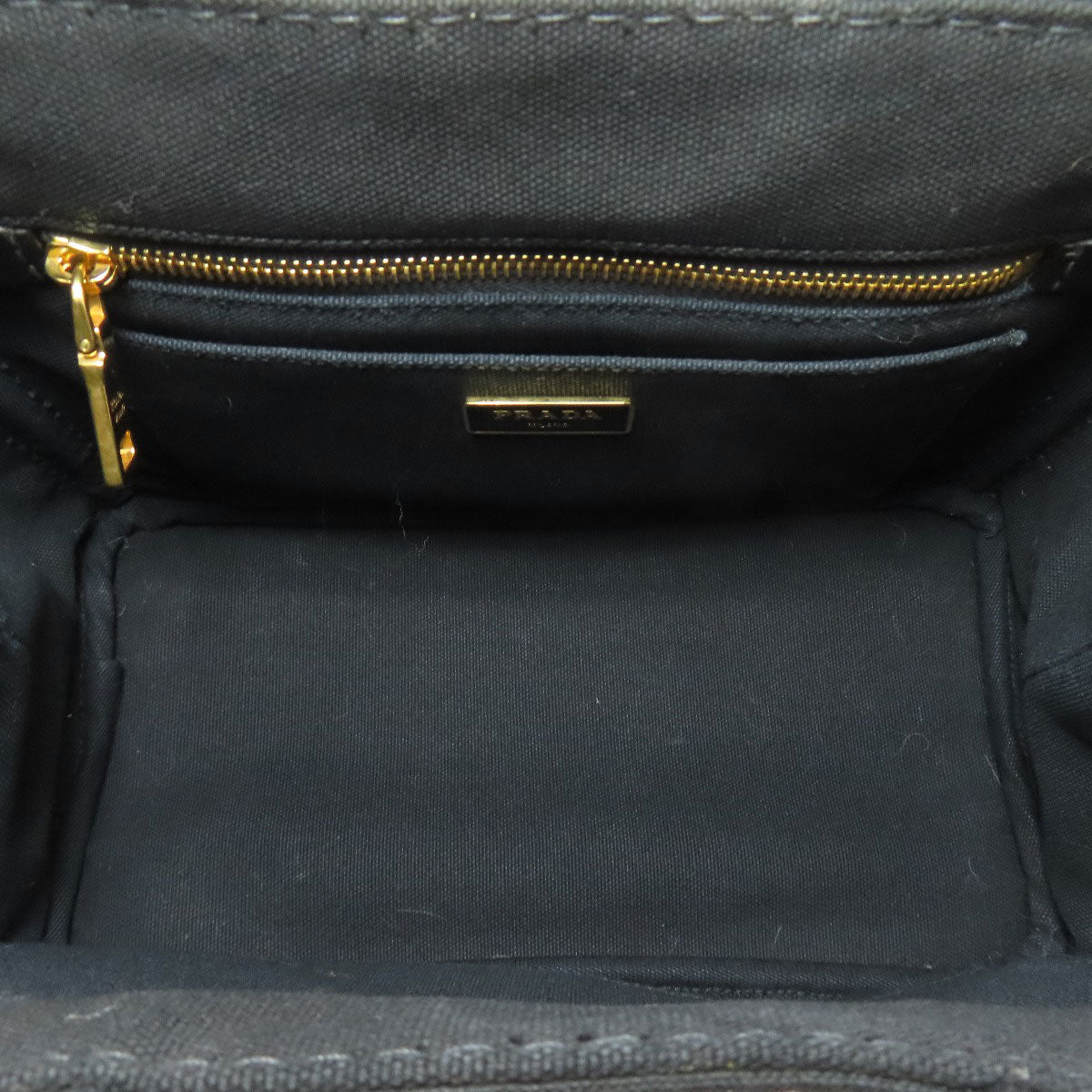 PRADA Handbag canvas black Canapa Mini 2WAY Women Used Authentic