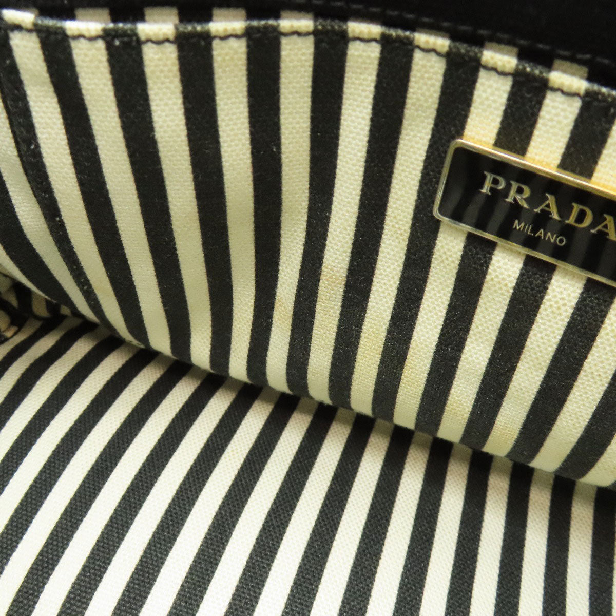 PRADA Handbag canvas black Canapa Mini 2WAY