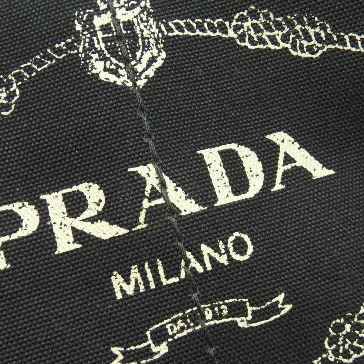 PRADA Handbag canvas black Canapa Mini 2WAY