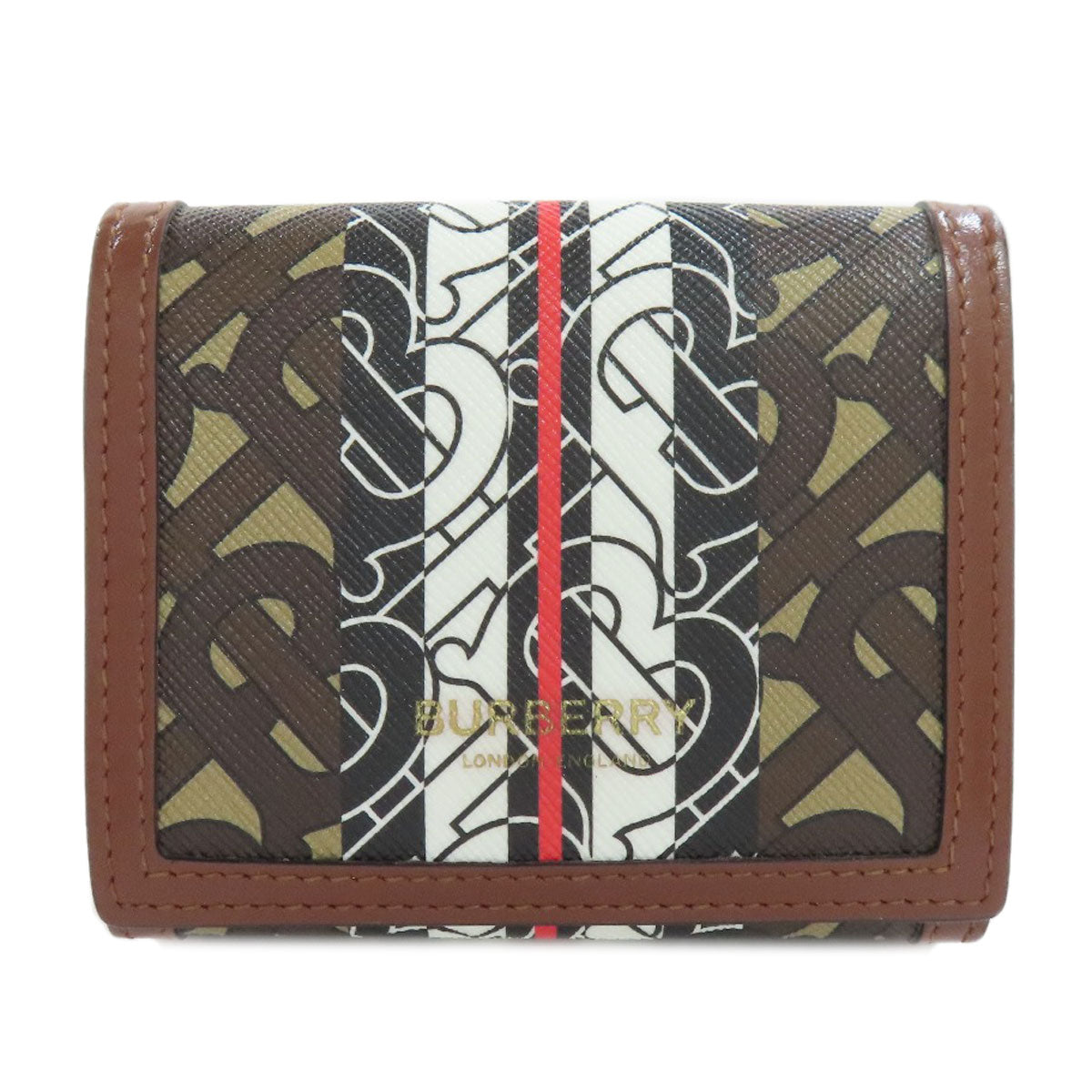 BURBERRY Bifold Wallet PVC Brown logo Women Used Authentic