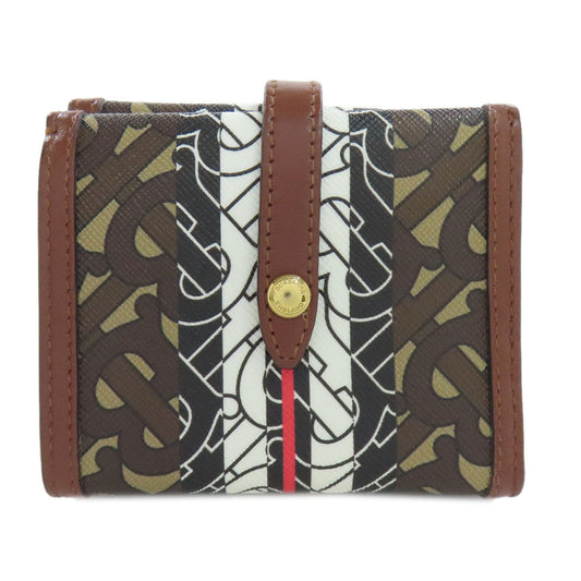 BURBERRY Bifold Wallet PVC Brown logo Women Used Authentic
