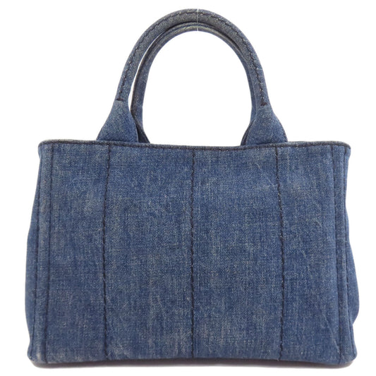 PRADA Handbag denim blue Canapa Mini 2WAY Women Used Authentic