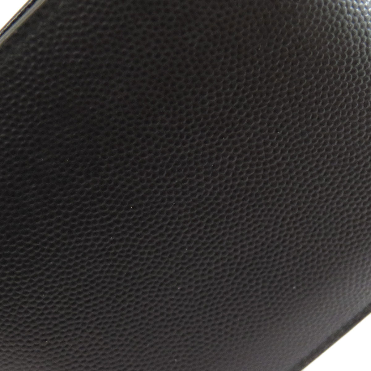 SAINT LAURENT Bifold Wallet leather black logo Women Used Authentic