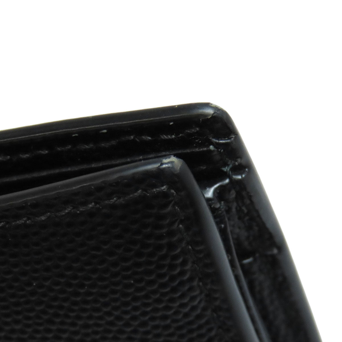SAINT LAURENT Bifold Wallet leather black logo Women Used Authentic