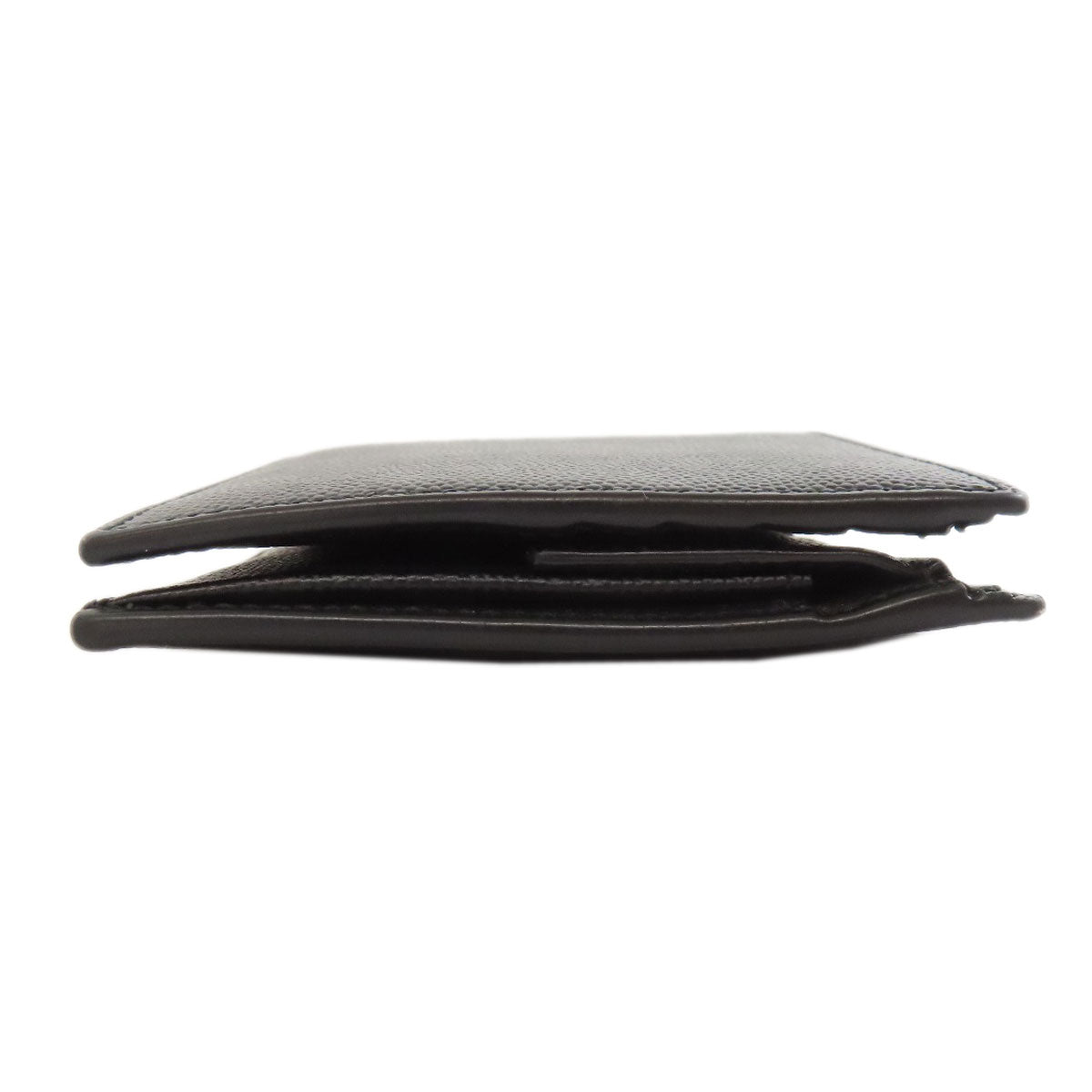 SAINT LAURENT Bifold Wallet leather black logo Women Used Authentic