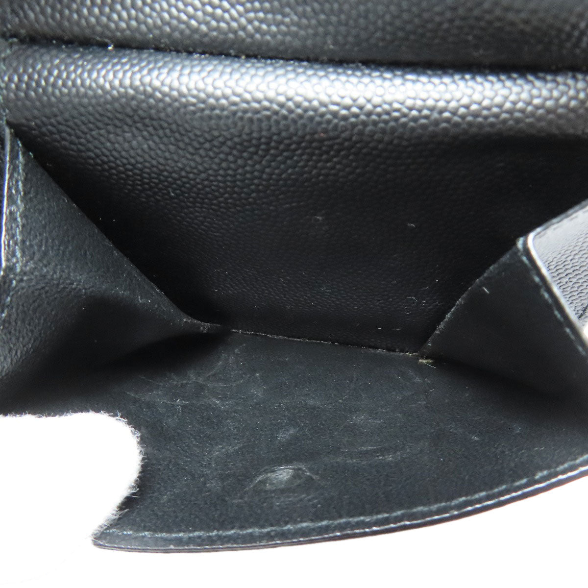 SAINT LAURENT Bifold Wallet leather black logo Women Used Authentic