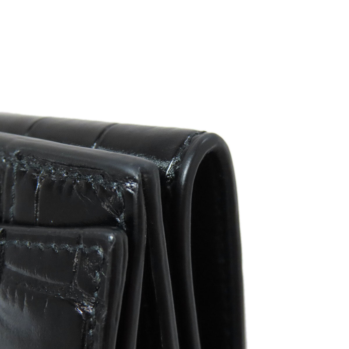 BALENCIAGA Bifold Wallet 600212 leather black B logo embossed Women Used Authentic