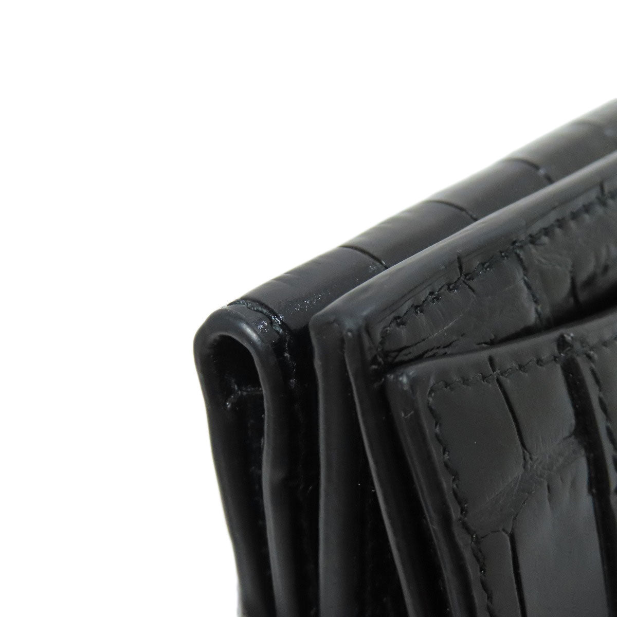 BALENCIAGA Bifold Wallet 600212 leather black B logo embossed Women Used Authentic