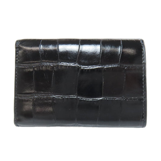 BALENCIAGA Bifold Wallet 600212 leather black B logo embossed Women Used Authentic