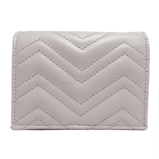 GUCCI Bifold Wallet 466492 leather gray GG Marmont Women Used Authentic