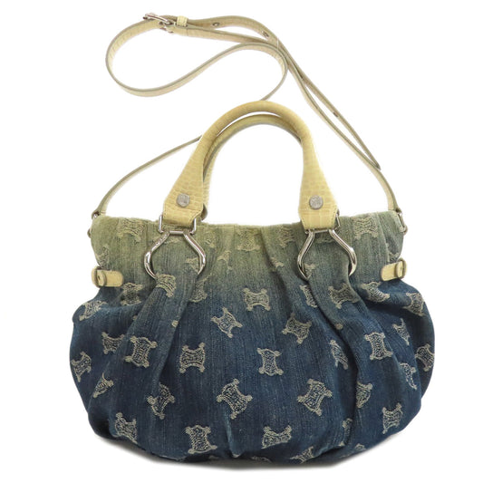 CELINE Handbag denim blue Triomphe 2WAY