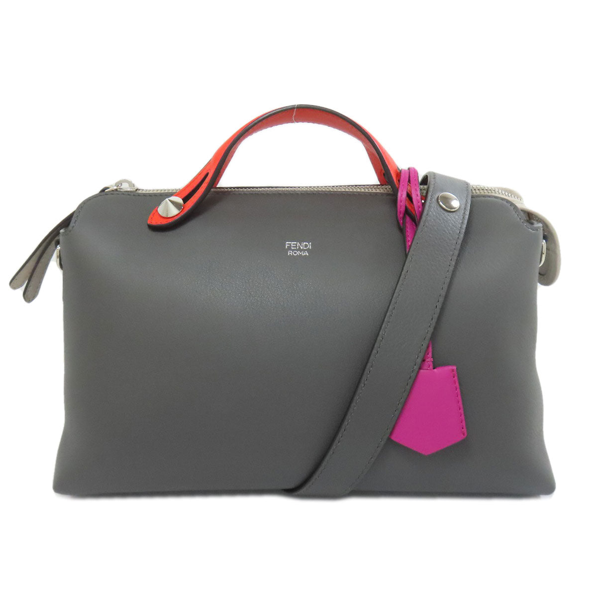 FENDI Handbag Calfskin gray By the way 2WAY Women Used Authentic