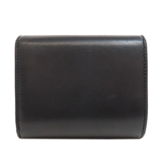 CELINE Bifold Wallet leather black Triomphe Flap Women Used Authentic