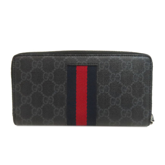 GUCCI Long Wallet Purse 408831 PVC black GG Supreme Shelly Line mens Used Authentic