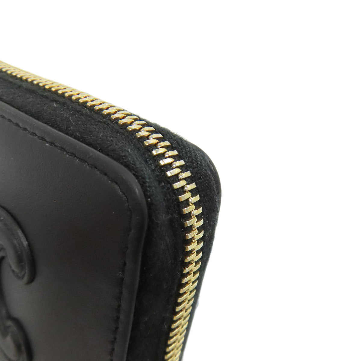 CELINE Coin case leather black Triomphe