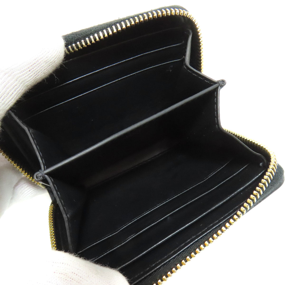 CELINE Coin case leather black Triomphe