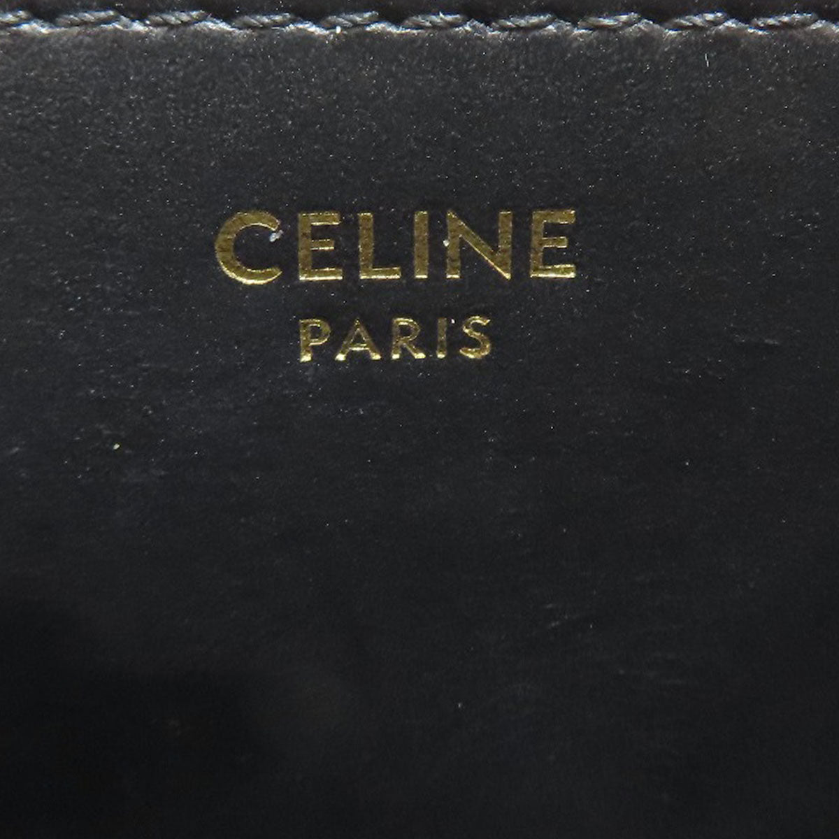 CELINE Coin case leather black Triomphe