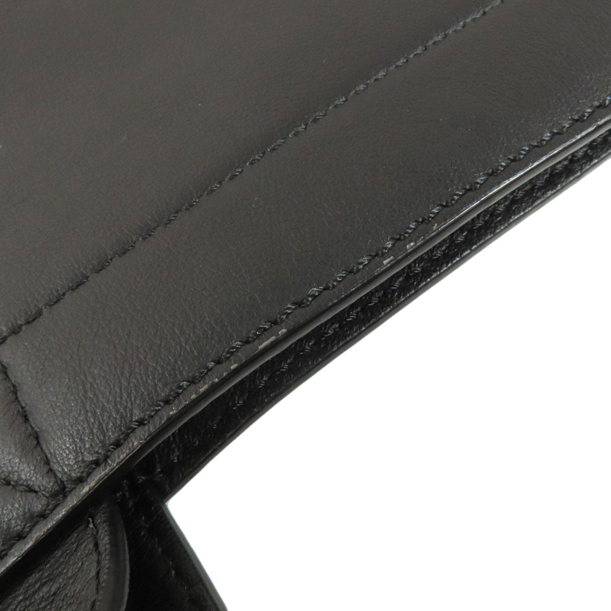 FENDI Tote Bag leather black logo Women Used Authentic