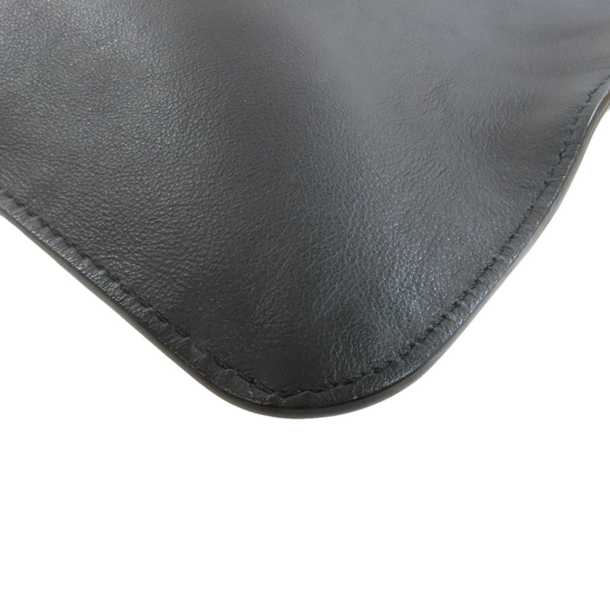 FENDI Tote Bag leather black logo Women Used Authentic