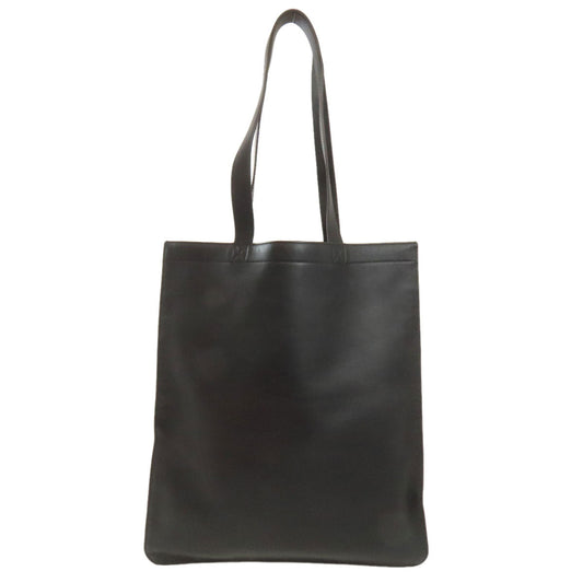 FENDI Tote Bag leather black logo Women Used Authentic