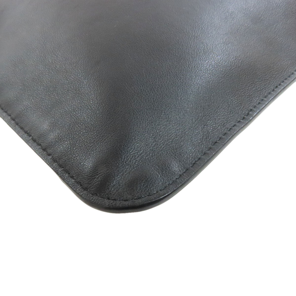 FENDI Tote Bag leather black logo Women Used Authentic