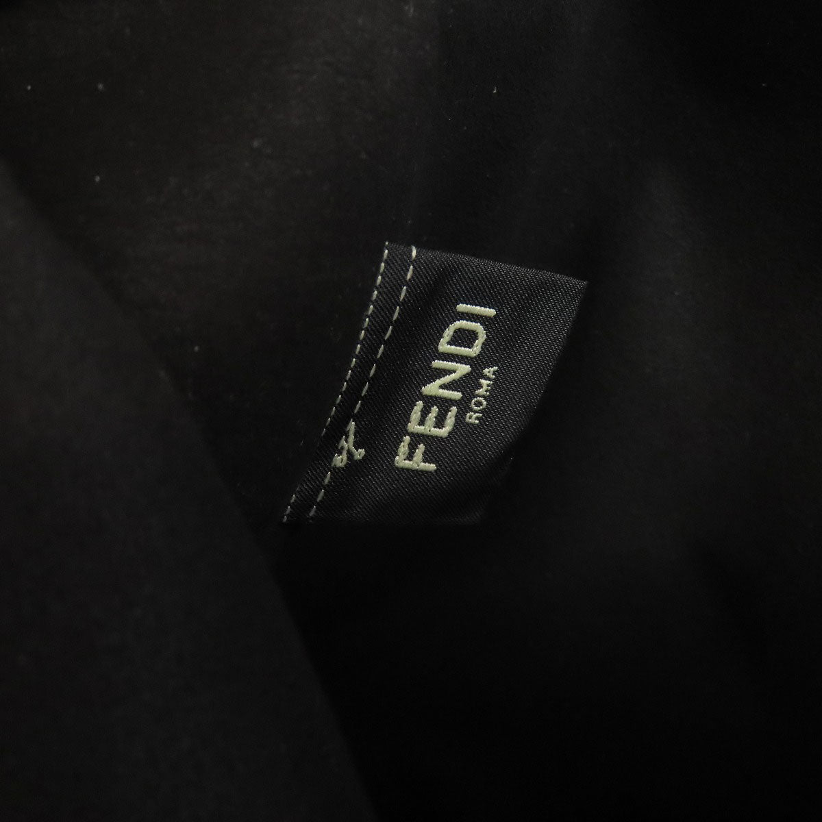 FENDI Tote Bag leather black logo Women Used Authentic