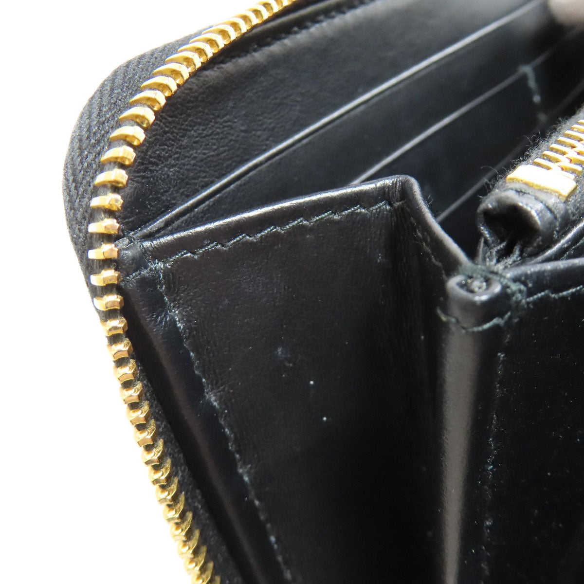 PRADA Long Wallet Purse 1ML506 Calfskin black Zip Around embossing Women Used Authentic