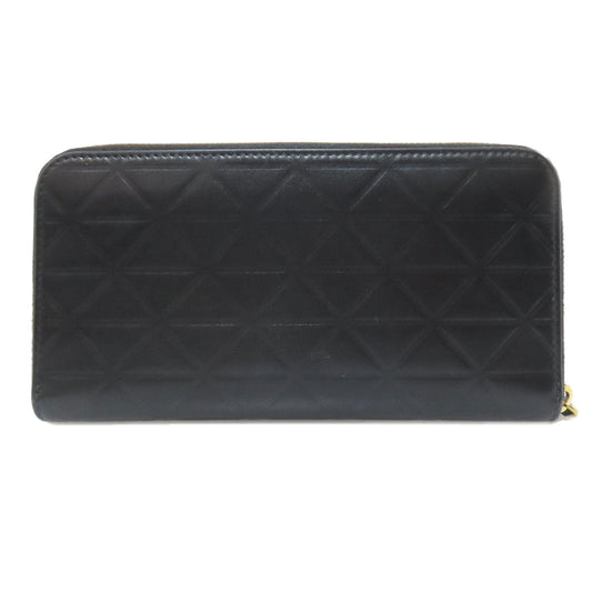 PRADA Long Wallet Purse 1ML506 Calfskin black Zip Around embossing Women Used Authentic