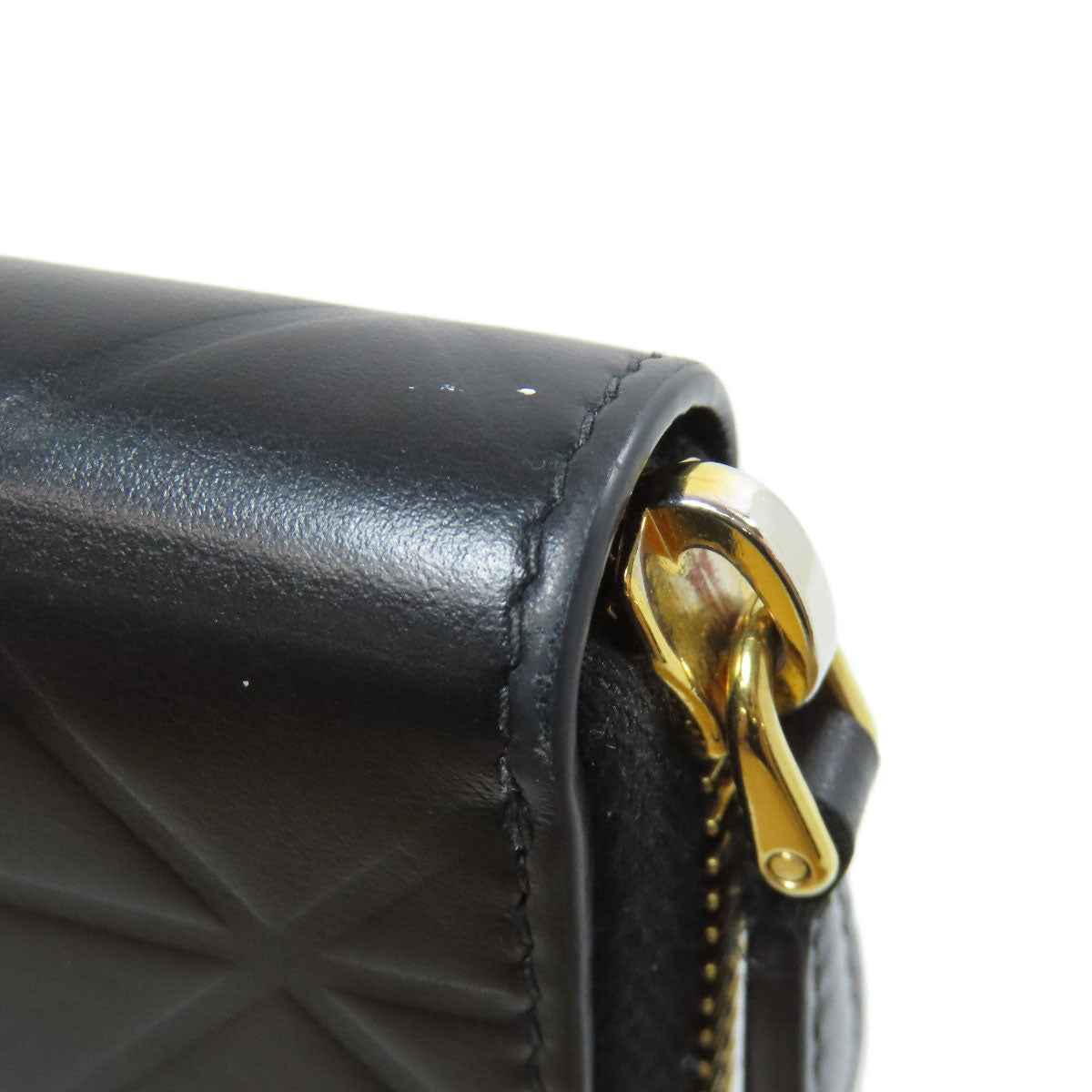 PRADA Long Wallet Purse 1ML506 Calfskin black Zip Around embossing Women Used Authentic