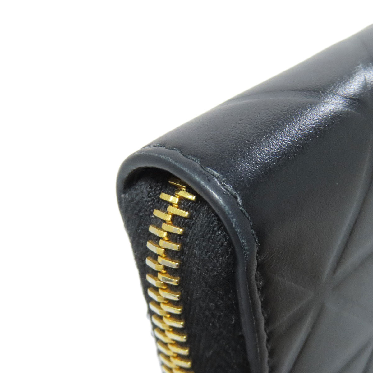PRADA Long Wallet Purse 1ML506 Calfskin black Zip Around embossing Women Used Authentic