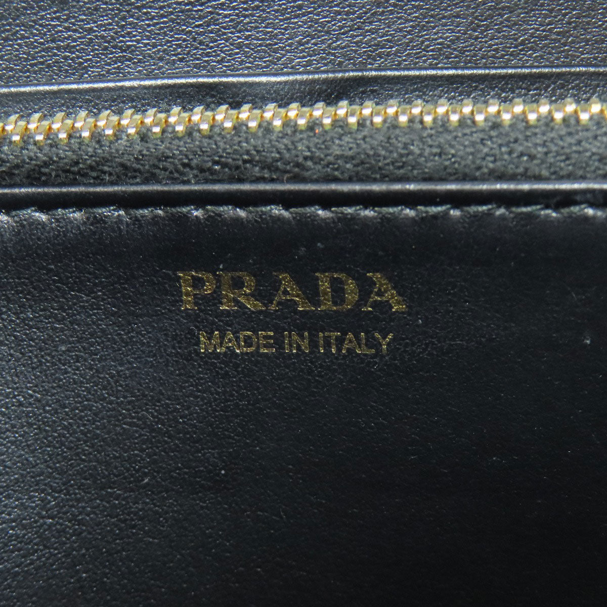PRADA Long Wallet Purse 1ML506 Calfskin black Zip Around embossing Women Used Authentic
