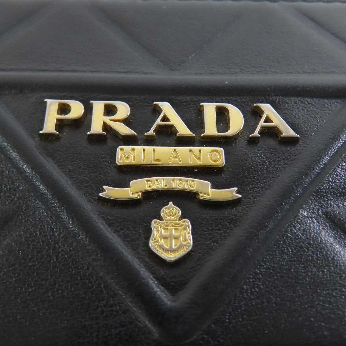 PRADA Long Wallet Purse 1ML506 Calfskin black Zip Around embossing Women Used Authentic