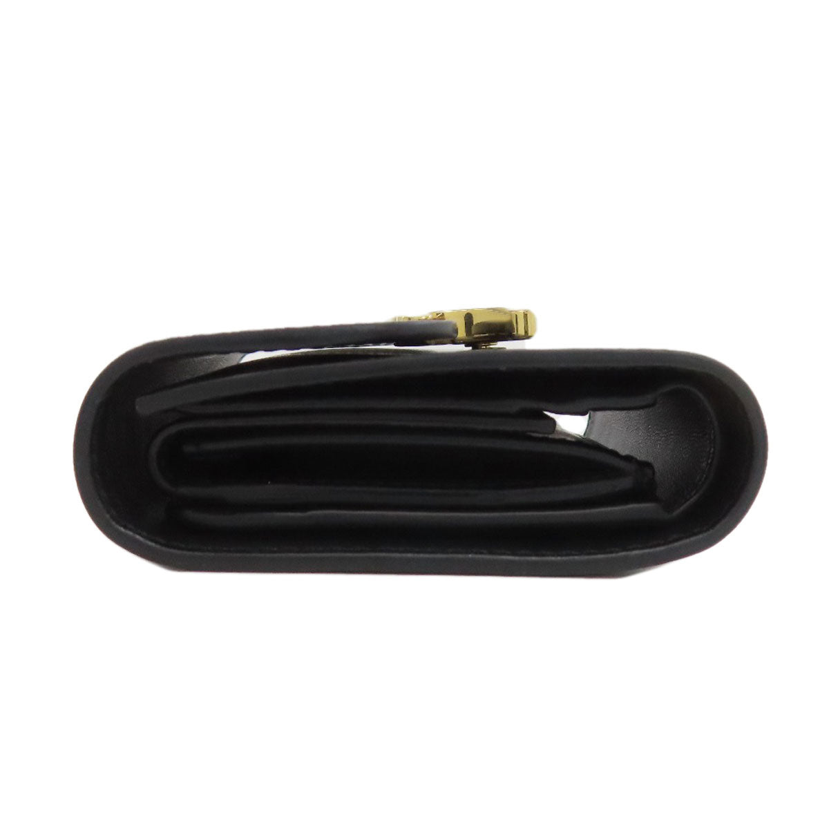 CELINE Bifold Wallet leather black Triomphe Flap Women Used Authentic