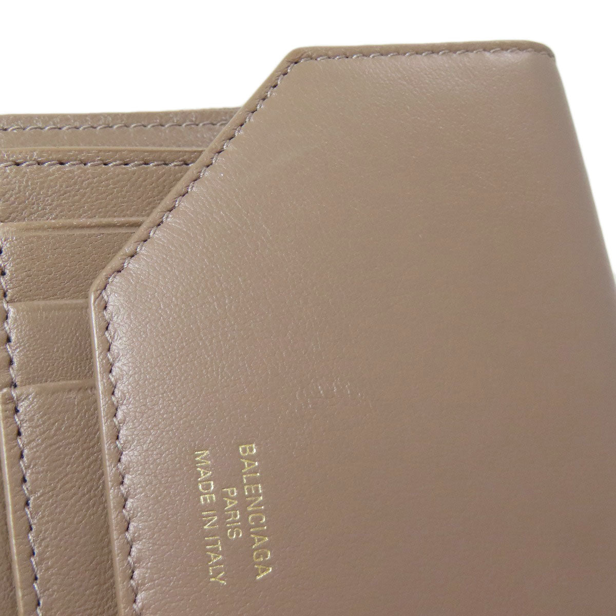BALENCIAGA Bifold Wallet 753762 leather Brown logo Women Used Authentic