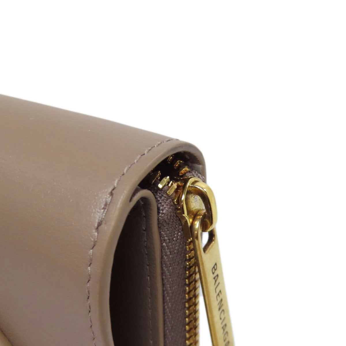 BALENCIAGA Bifold Wallet 753762 leather Brown logo Women Used Authentic