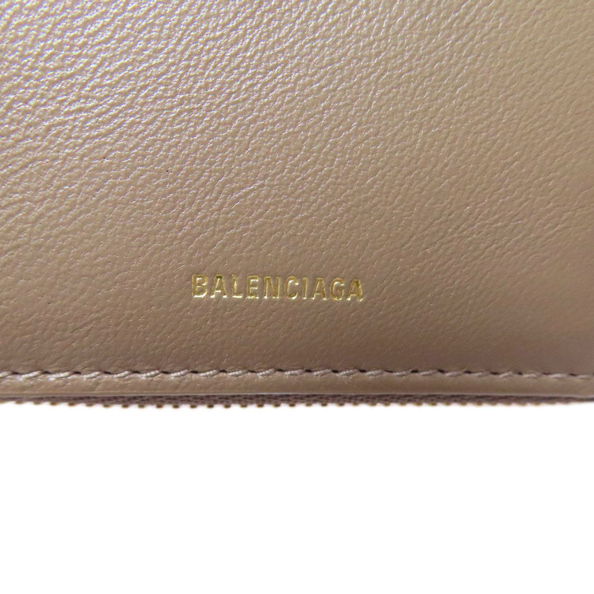 BALENCIAGA Bifold Wallet 753762 leather Brown logo Women Used Authentic