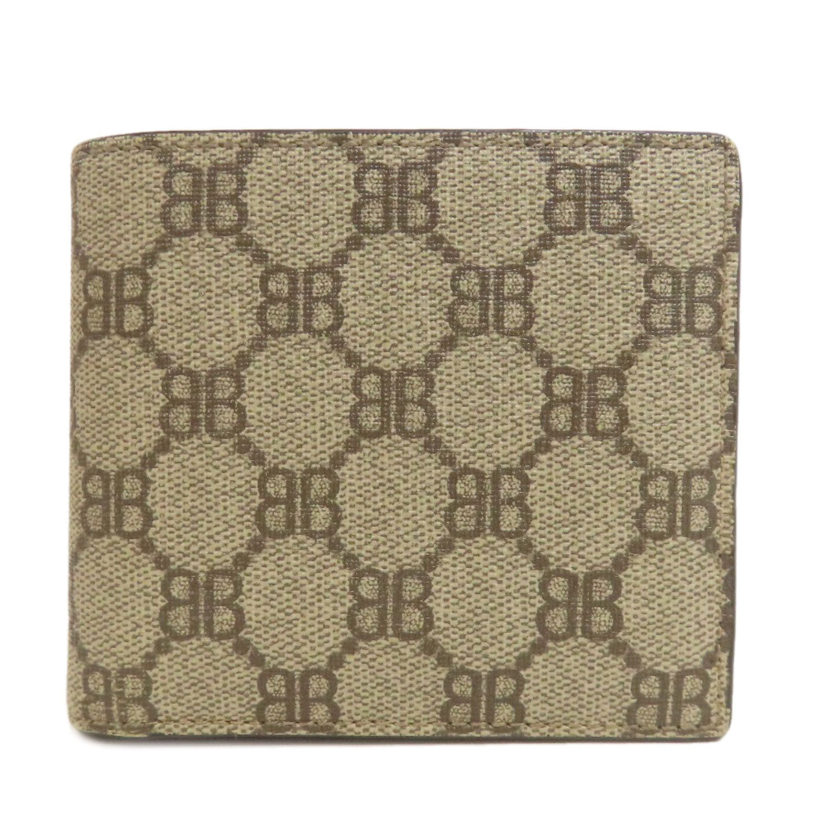 BALENCIAGA Bifold Wallet 680403 PVC Brown gucci collaboration Women Used Authentic