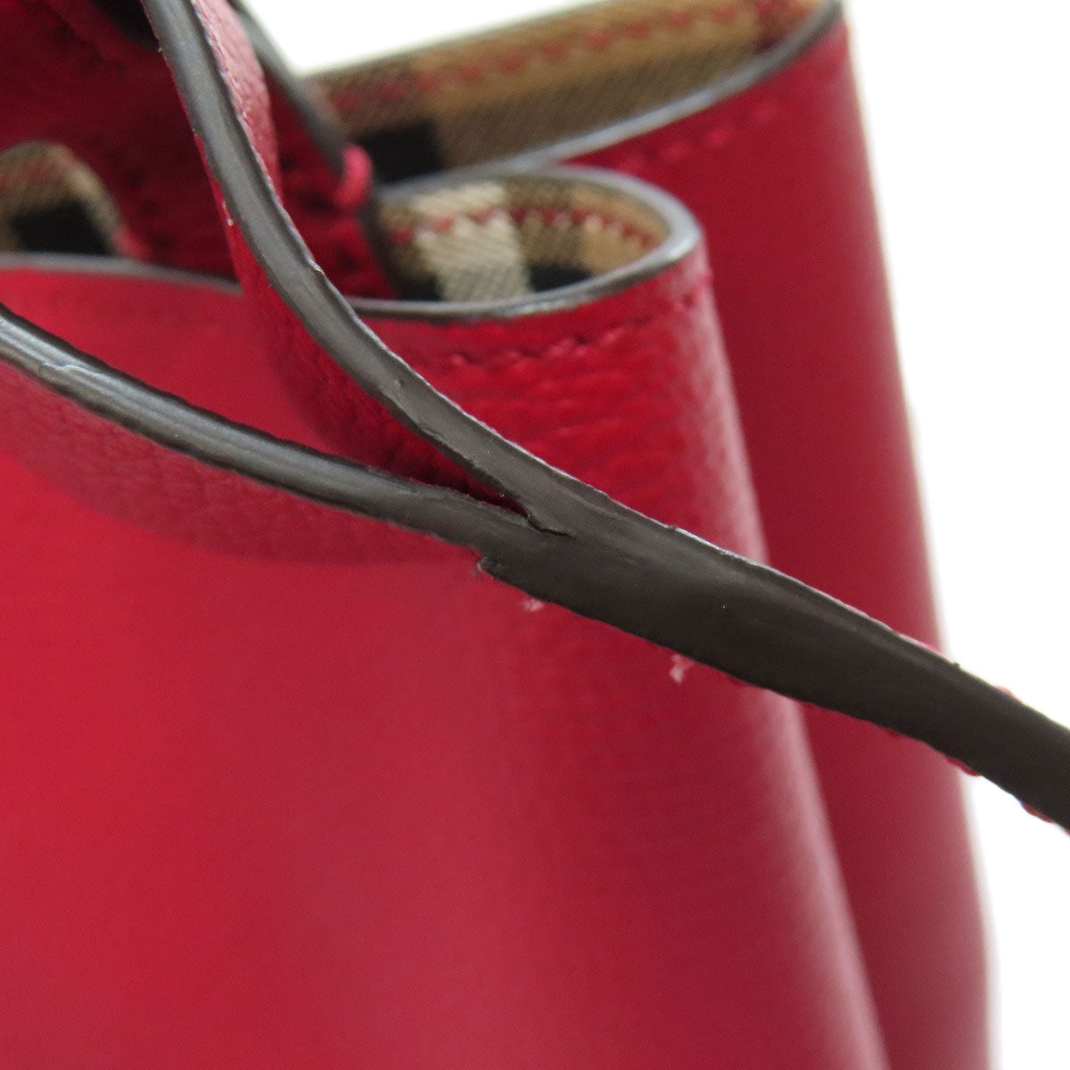 BURBERRY Shoulder Bag leather Red Long shoulder Women Used Authentic