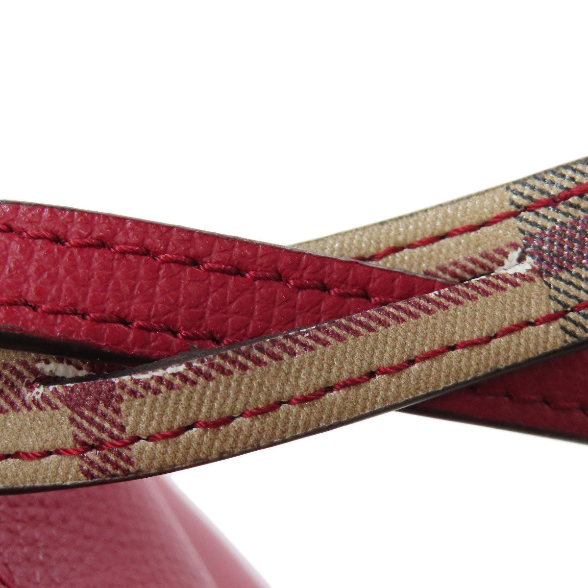 BURBERRY Shoulder Bag leather Red Long shoulder Women Used Authentic