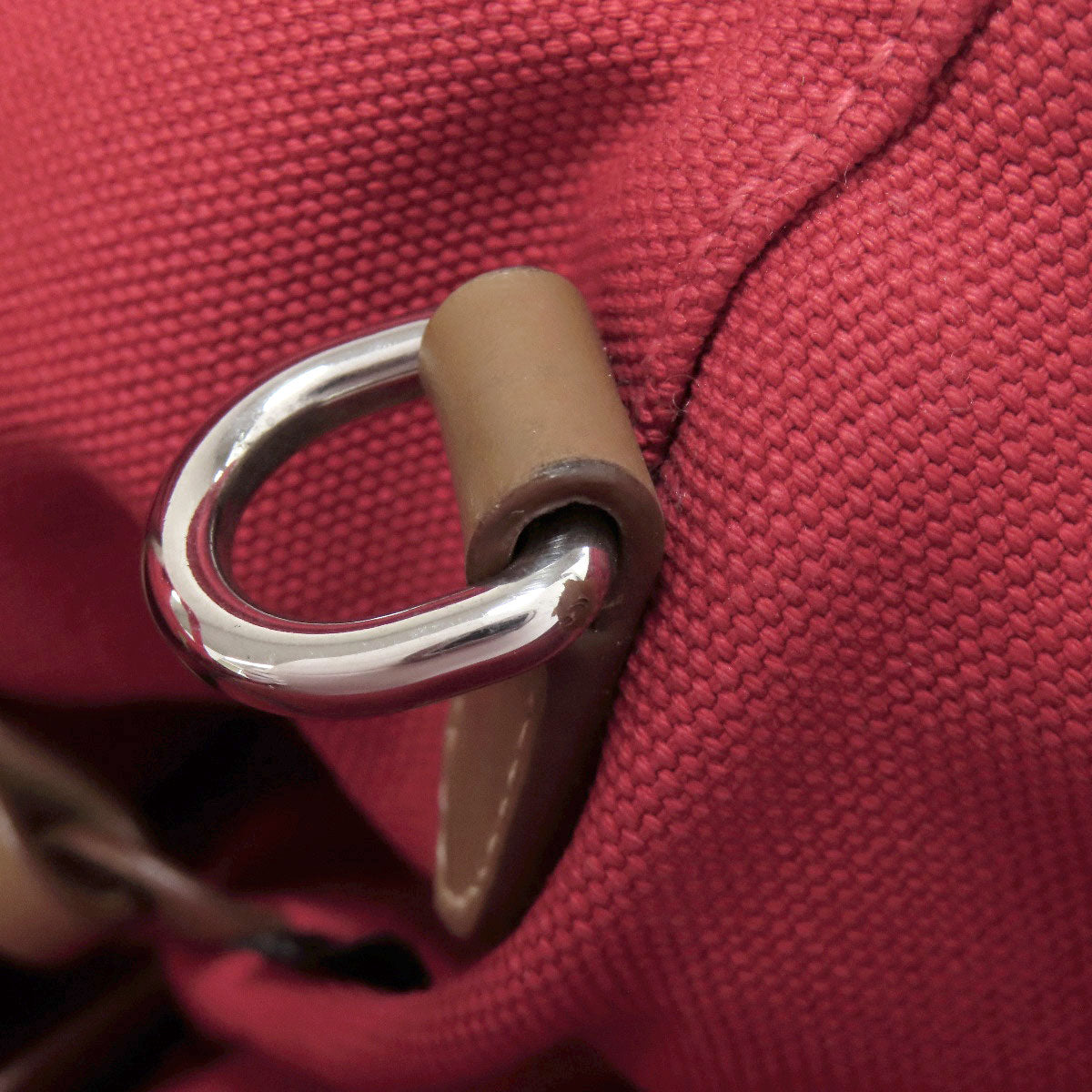 PRADA Tote Bag canvas Red Canapa Bucket 2WAY